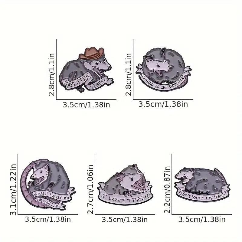Opossum Enamel Pins