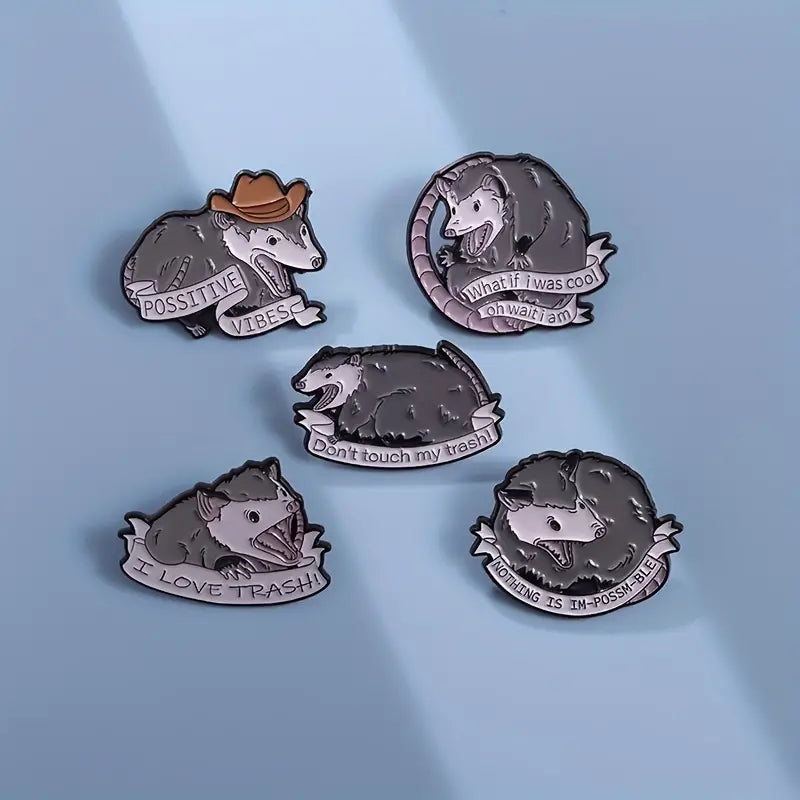 Opossum Enamel Pins