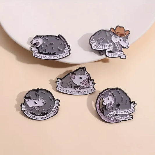 Opossum Enamel Pins