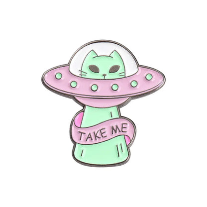 Alien Cats Enamel Pins