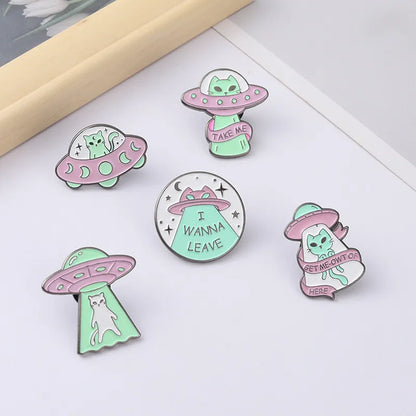 Alien Cats Enamel Pins