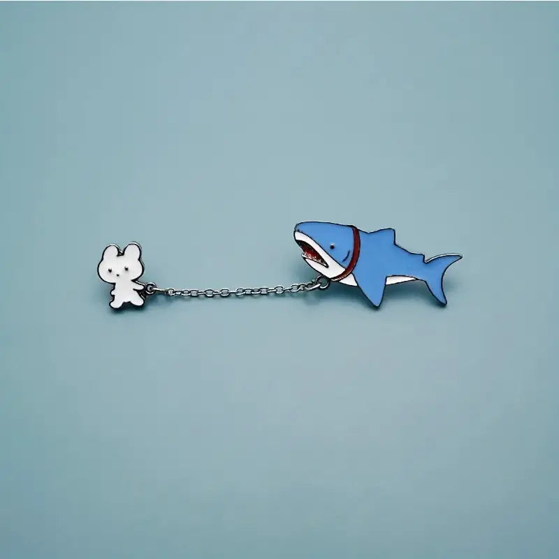 Rabbit & Shark Enamel Pin – Impossible Curiosities